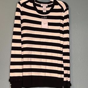 Carmen Marc Valvo Black & White Striped Sweater